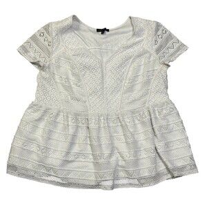 LANE BRYANT Shirt Women's Size 18/20 White Short Sleeve Tee Laced